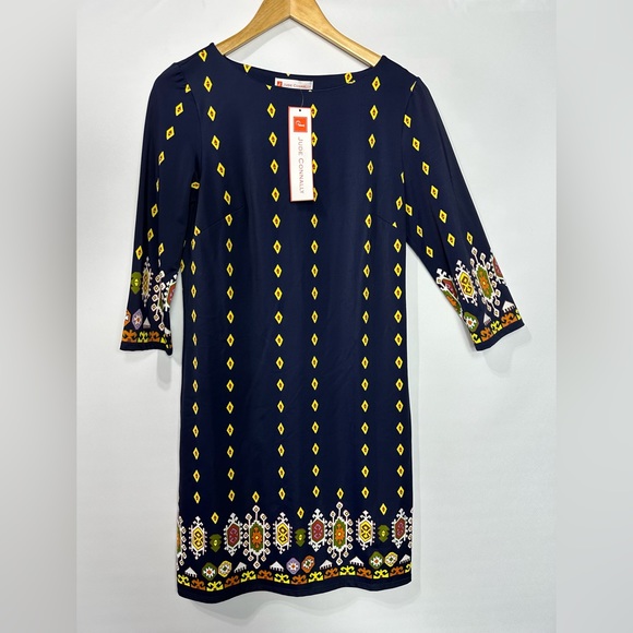 Jude Connally Women’s Marlowe Shift Dress Navy Medallion Border Long sle… - Picture 3 of 15